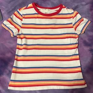 Rainbow Striped White T-Shirt